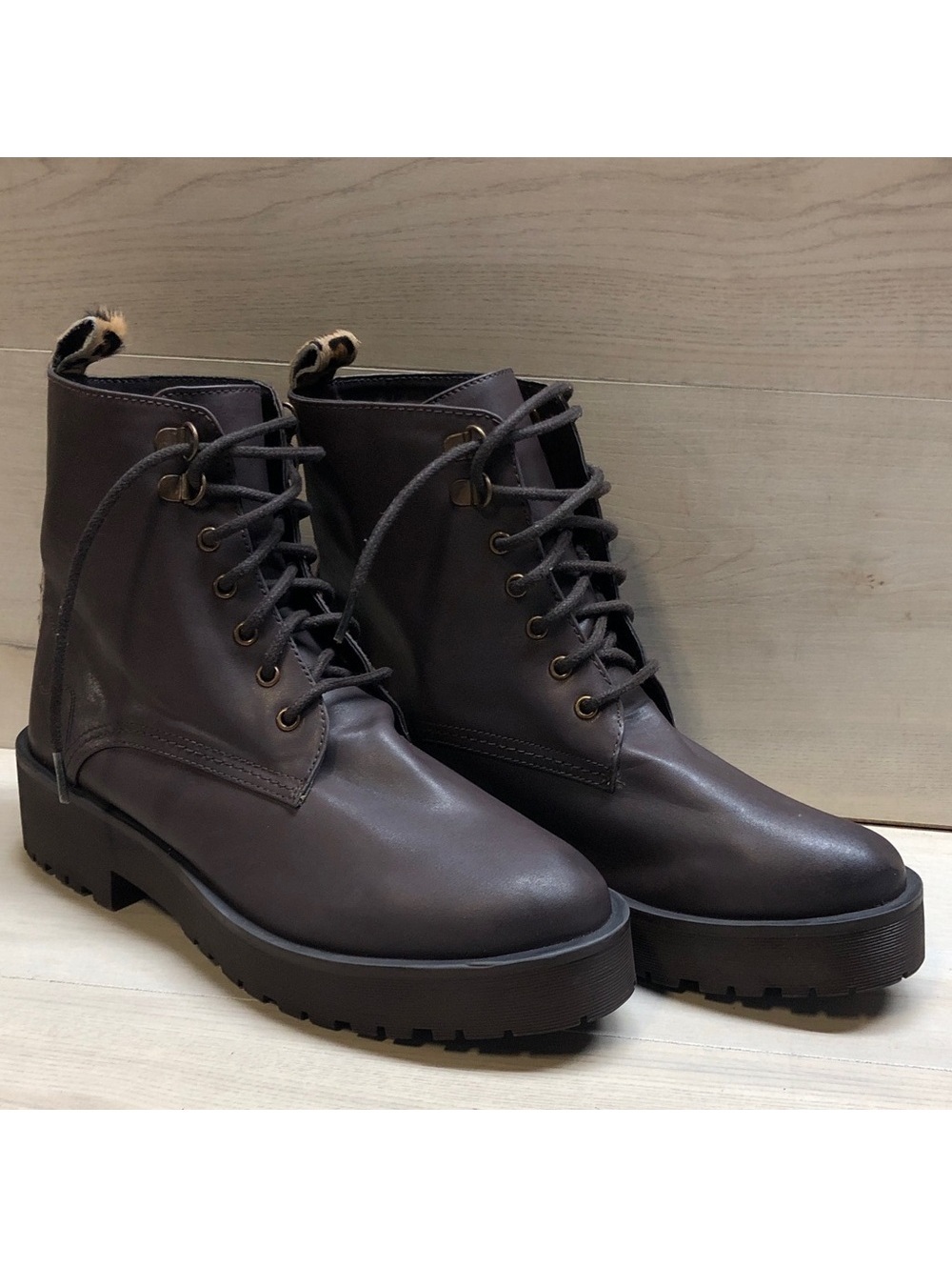 Men's Dark Brown Lace-Up Platform Combat Boots #1530